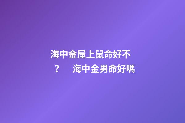 海中金屋上鼠命好不？　海中金男命好嗎